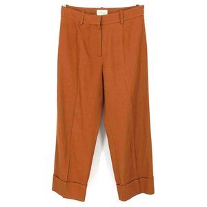 SÉZANE Jude Pleated Pants Lyocell Cotton High Waist Wide Leg Ankle Rust 38 M